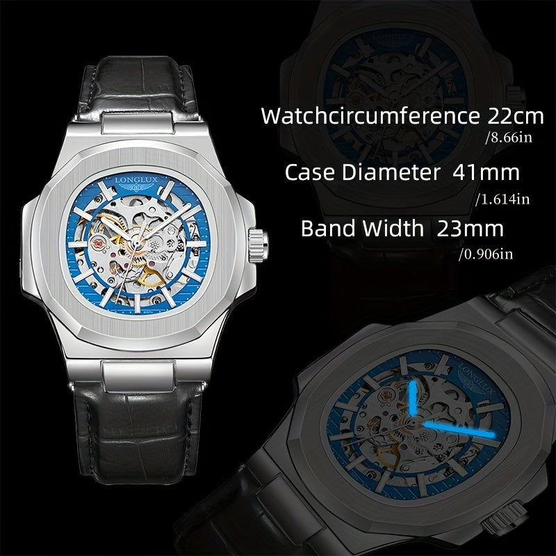 Men's Waterproof Mechanical Watch, Square Dial Business Mineral Glass Mirror Waterproof Wrist Watch, Christmas, Valentine's Day Gift
