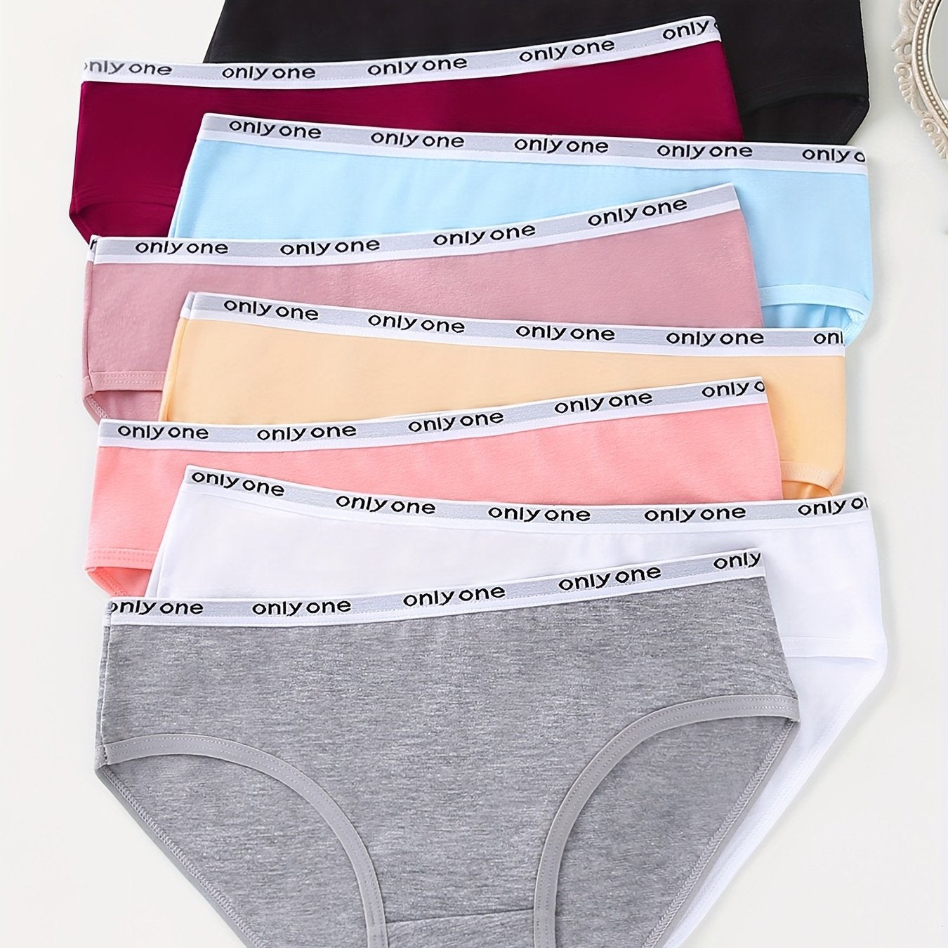 8pcs Sexy Bikini Briefs, Letter Pattern Contrast Color Comfy Breathable Panties, /MH