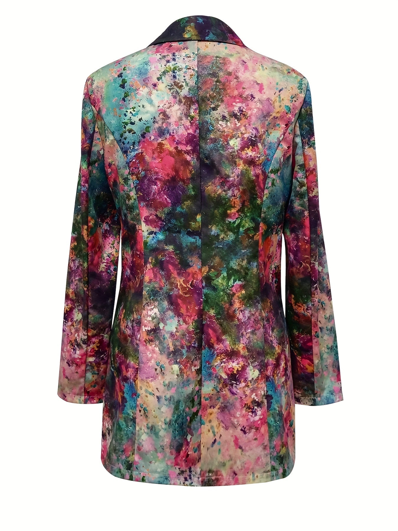 Letter Print Lapel Blazer, Casual One Button Long Sleeve Outerwear,