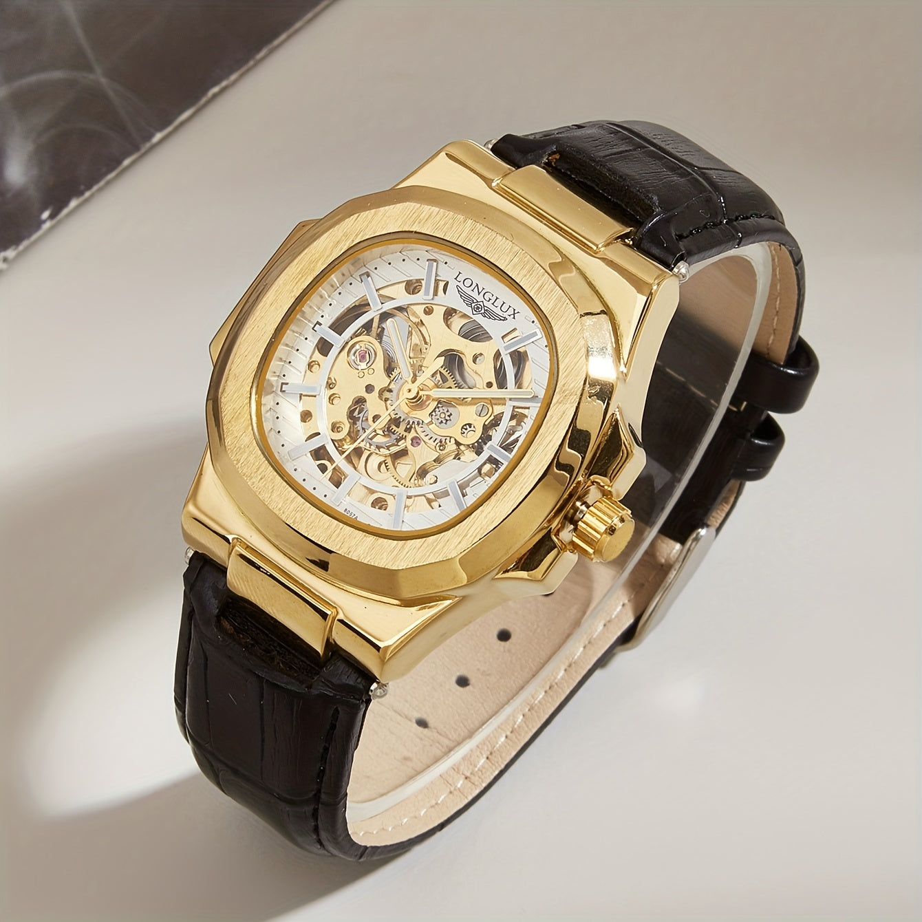 Men's Waterproof Mechanical Watch, Square Dial Business Mineral Glass Mirror Waterproof Wrist Watch, Christmas, Valentine's Day Gift