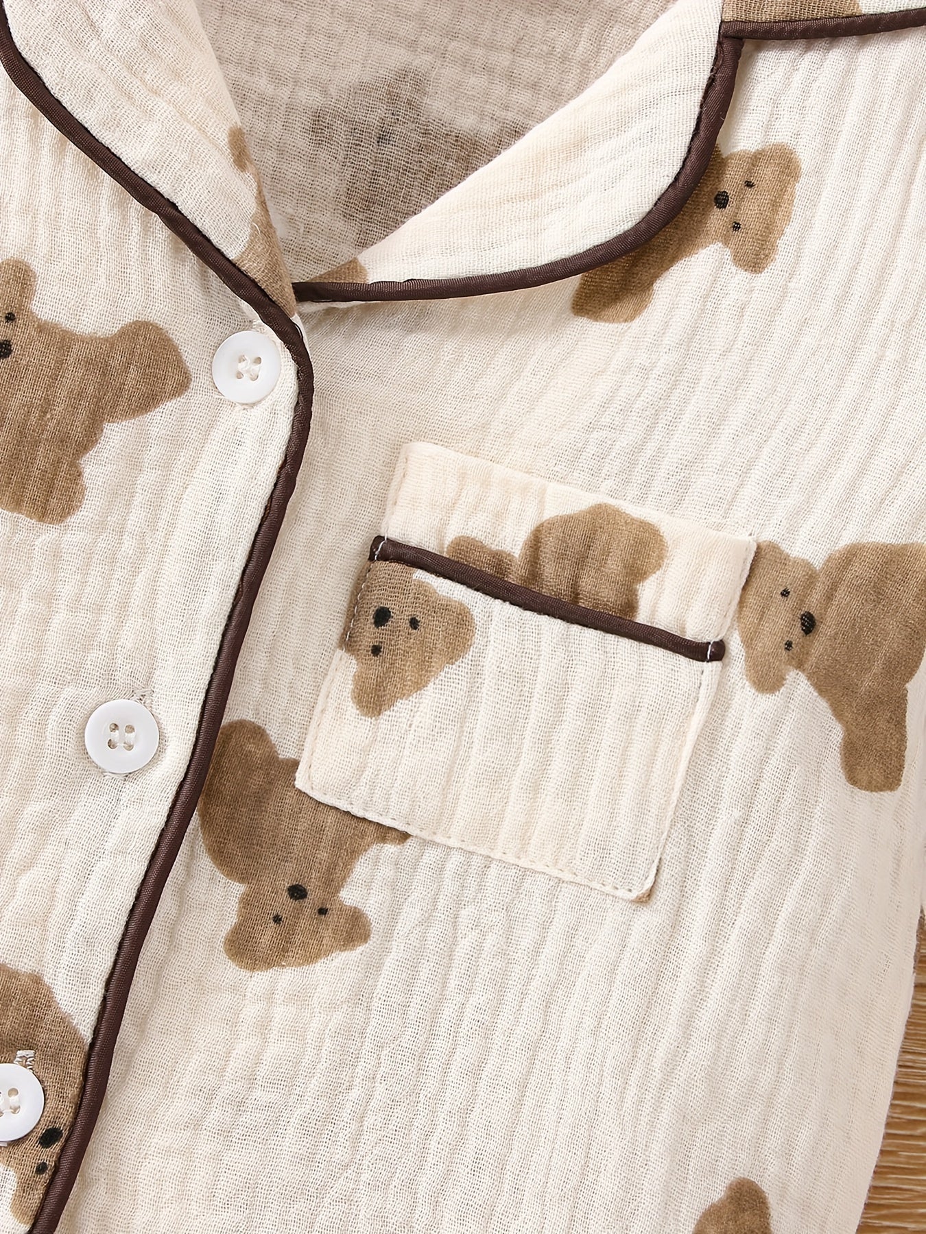 Kid's 2pcs Muslin Pajamas, Long Sleeve Button,