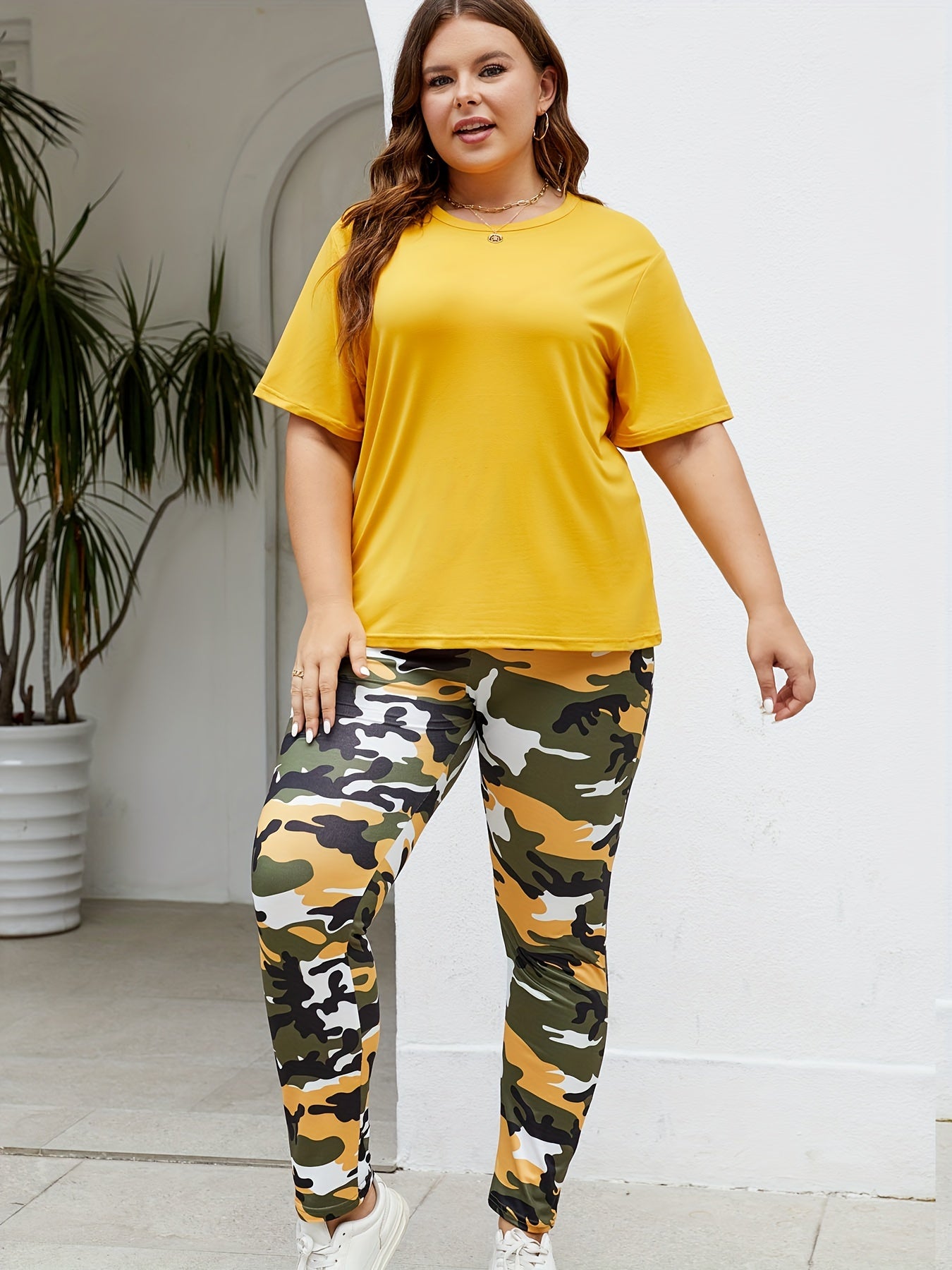 Plus Size Sports Outfit 2-pieces Set For Women, /MH