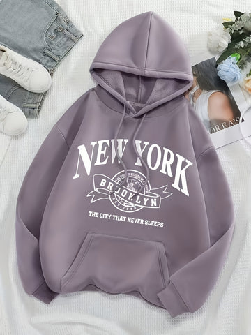 Women'S New York Brooklyn Graphic Hoodie - Cozy Fleece Pullover .