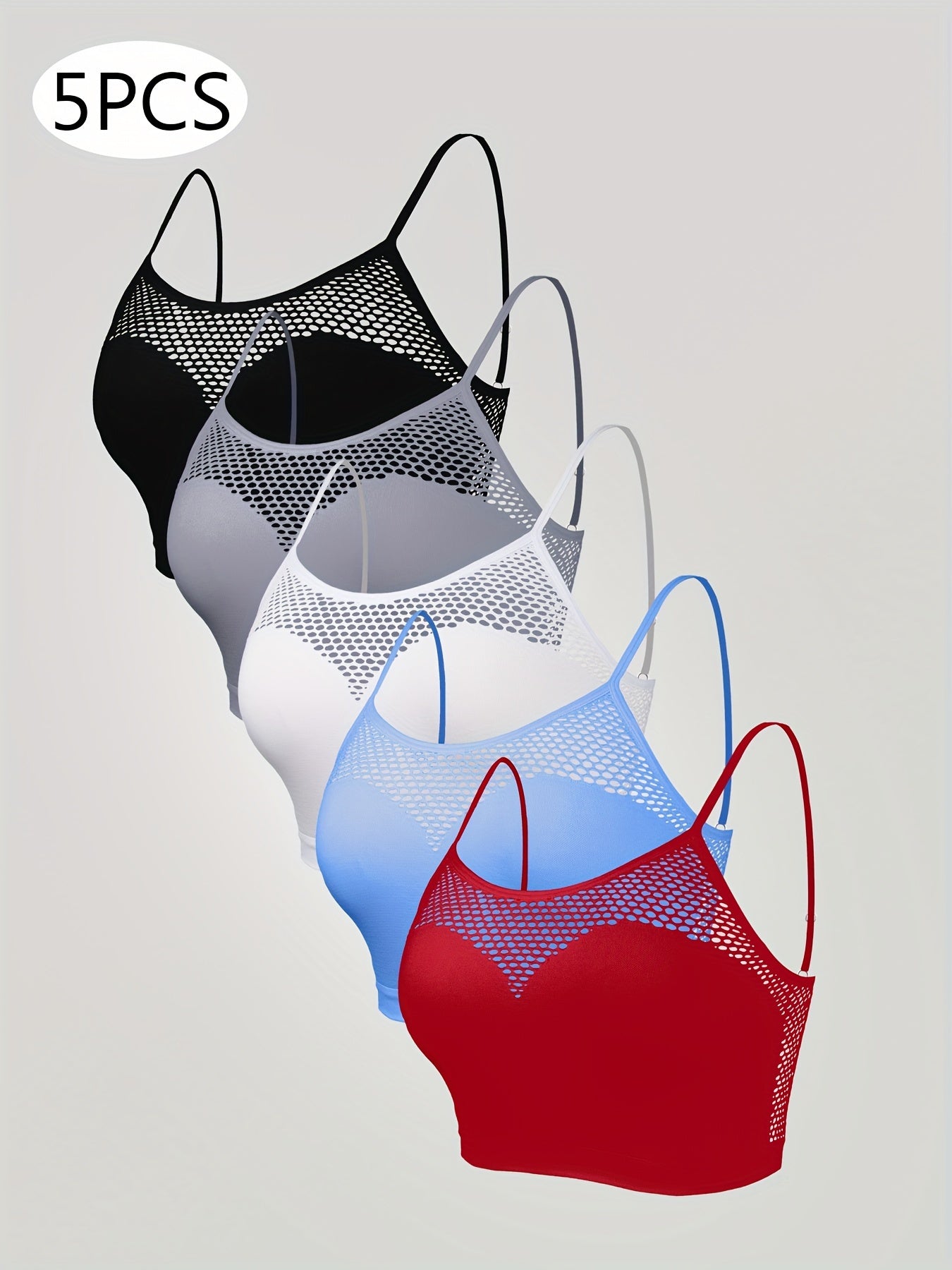 5-Pack Sexy Cutout Bras, High Support Knit Fabric,