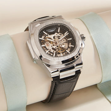 Men's Waterproof Mechanical Watch, Square Dial Business Mineral Glass Mirror Waterproof Wrist Watch, Christmas, Valentine's Day Gift