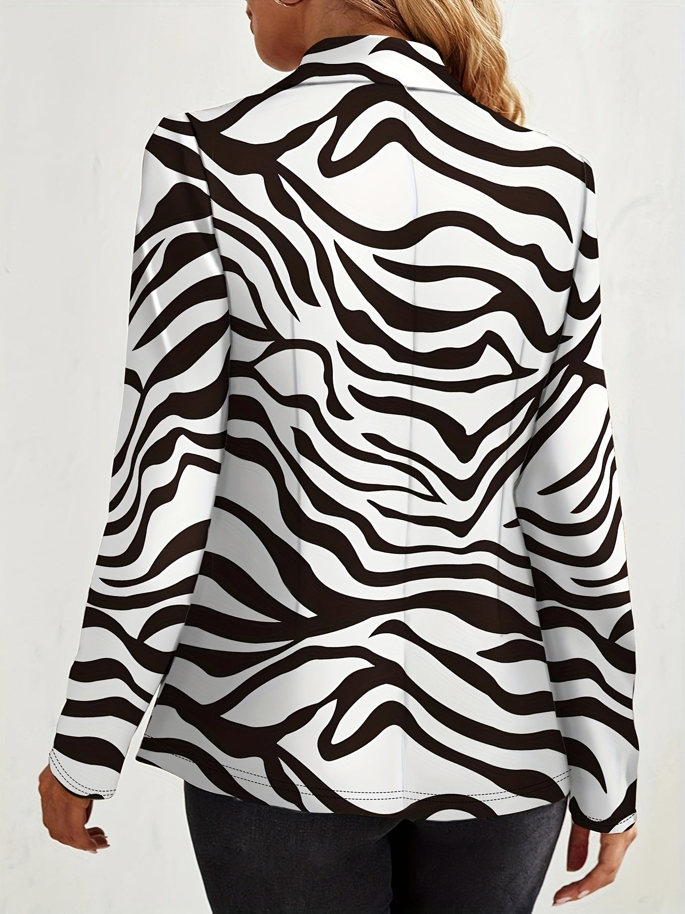 Leopard Print One Button Blazer, Casual Lapel Long Sleeve .