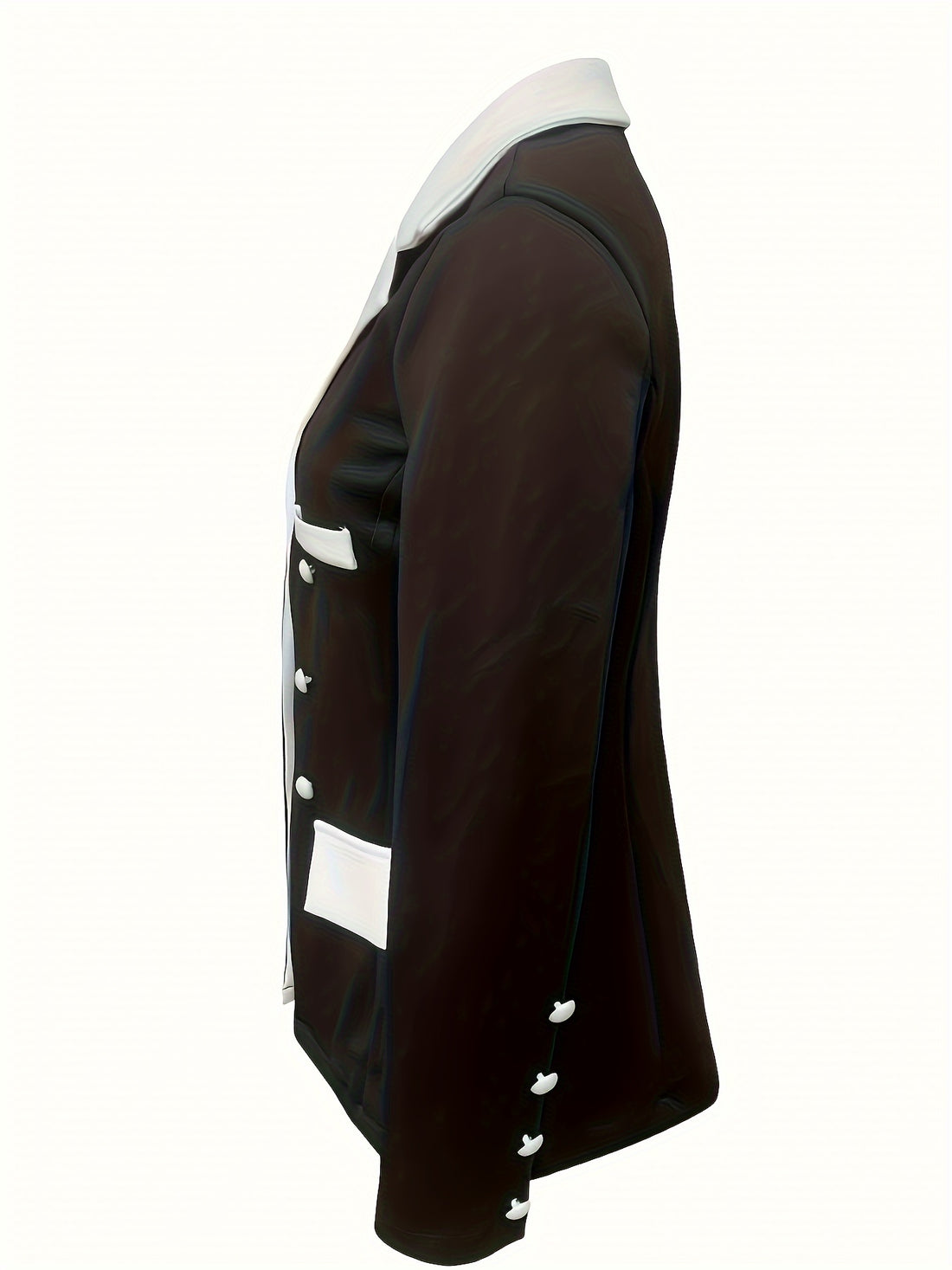 Color Block Double Breasted Blazer, Elegant Long Sleeve Notched Lapel Blazer.