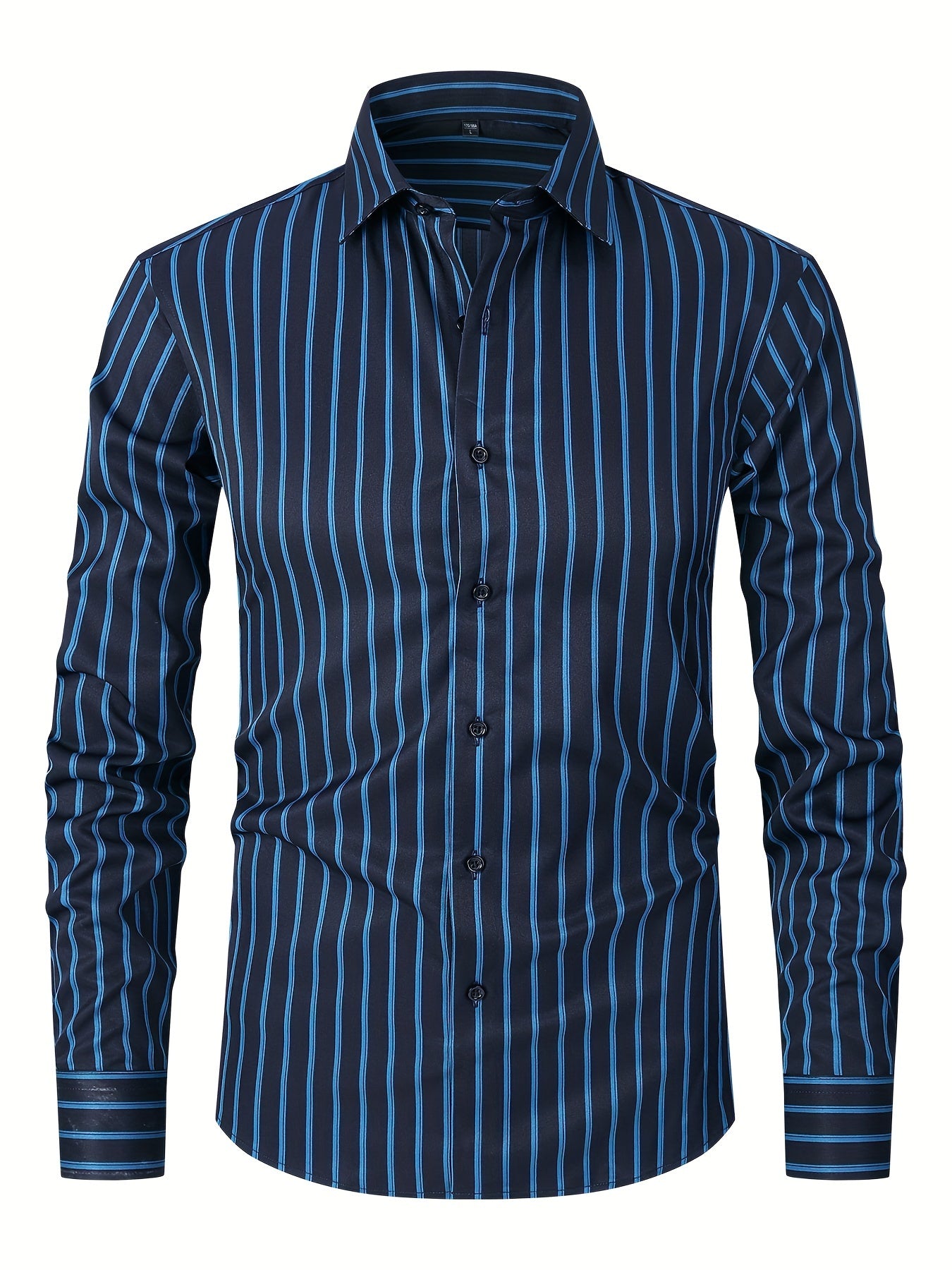 Men's Striped Lapel Collar Design Dress Shirts,