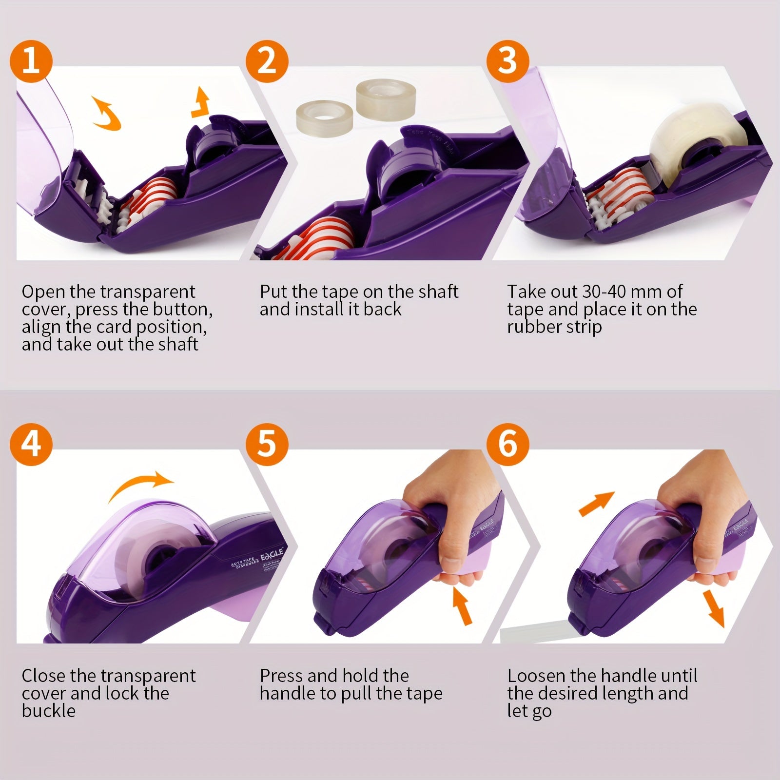 Eagle Automatic Tape Dispenser, Tape Gun Single Handheld Design perfect for Christmas and home gift wrapping, Free 1 Roll of 0.5 Inch (12 mm) and 1 Roll of 0.75 Inch (19 mm) Tapes