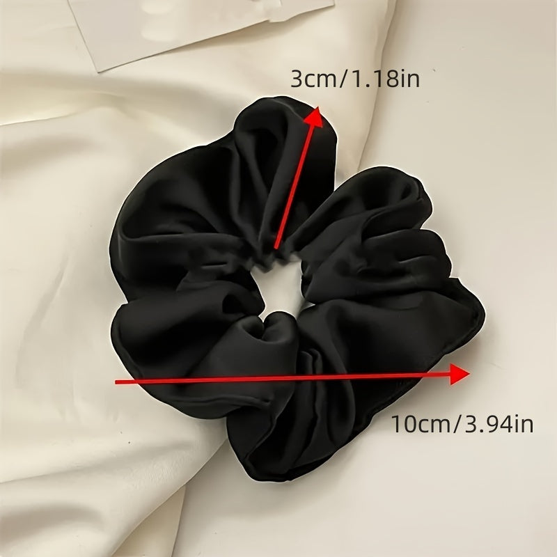 5pcs Elegant Satin Scrunchies - Soft, High Elasticity Hair Ties for Women & Girls, Solid Colors