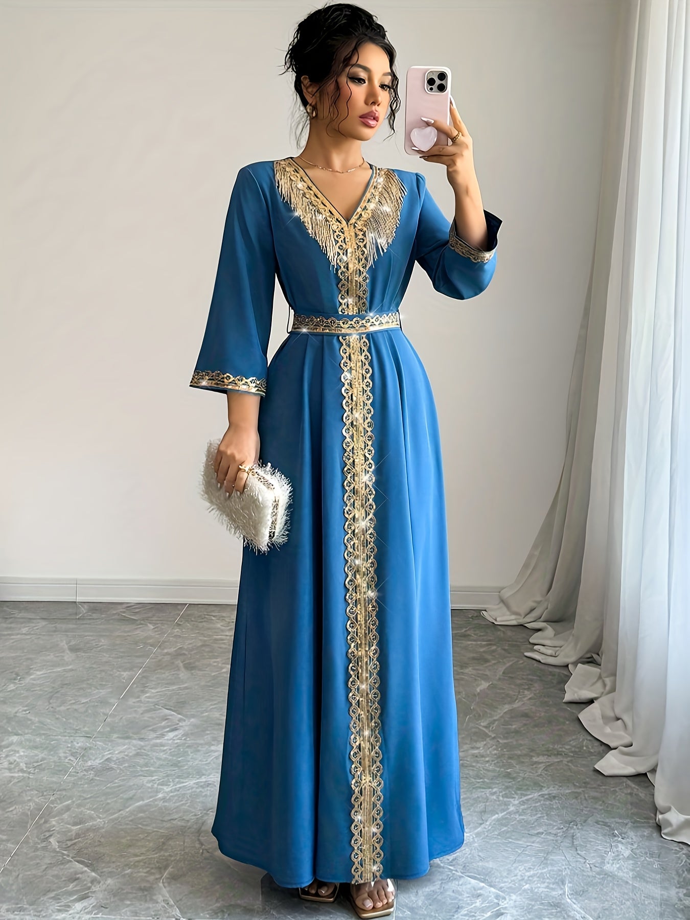 Yuhongfei Directional YY0309072 Mid-Sleeve Maxi Dress