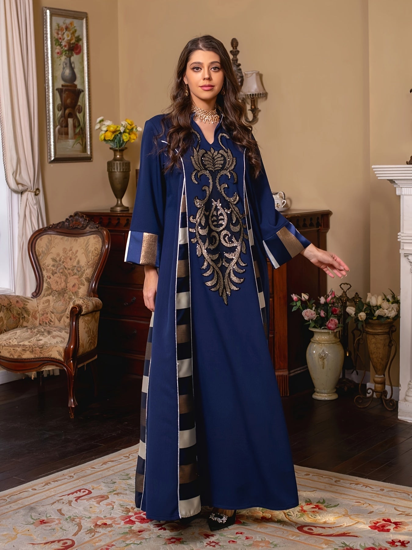 Oriented Spot Middle East Dubai Muslim Women's Abaya Long Dress ./MH