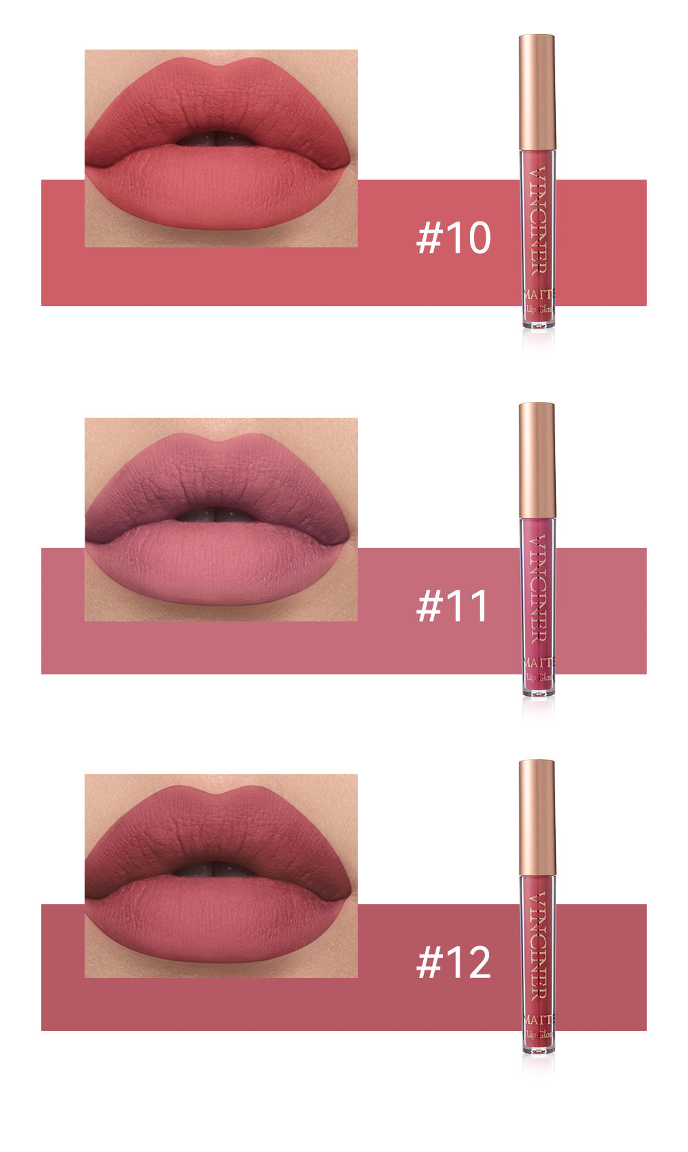12 colors Matte Velvet Lip Glaze - Long Lasting, Waterproof, Non-Sticky.