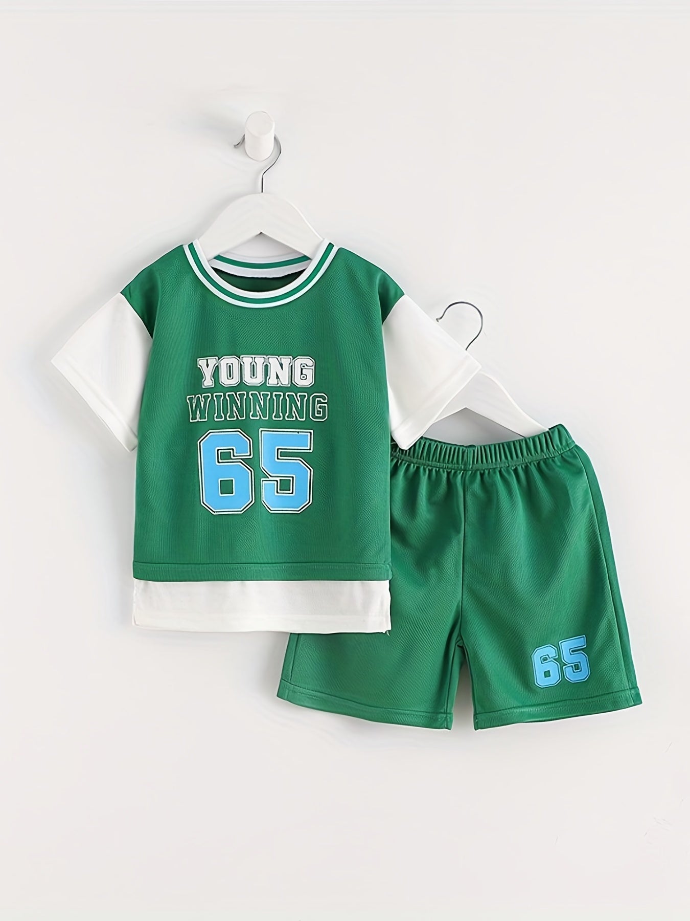 Boys "Young Winning" Number "65" Casual Outfit Round Neck T-shirt.