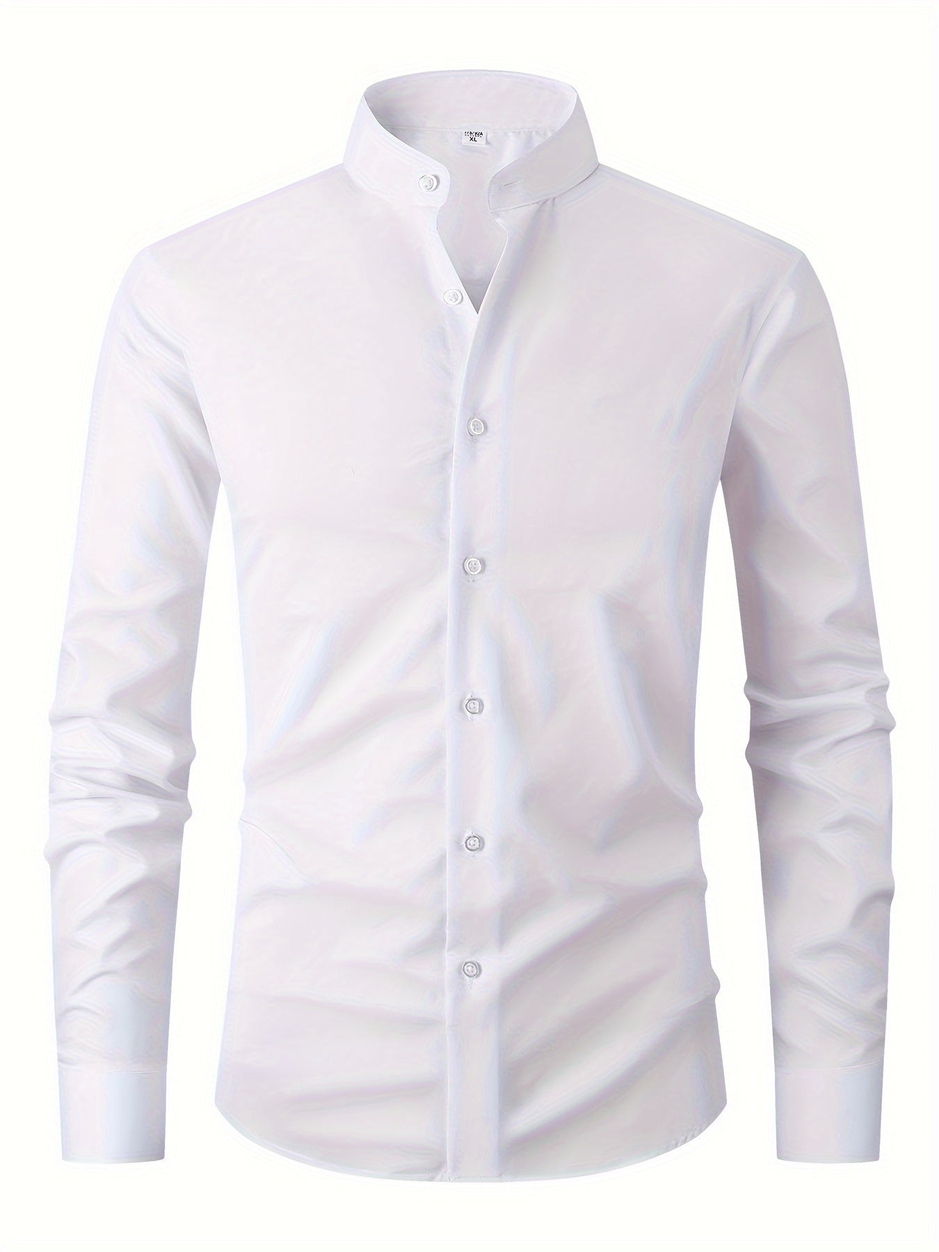 Men's Solid Color Mandarin Collar Design Dress Shirts,