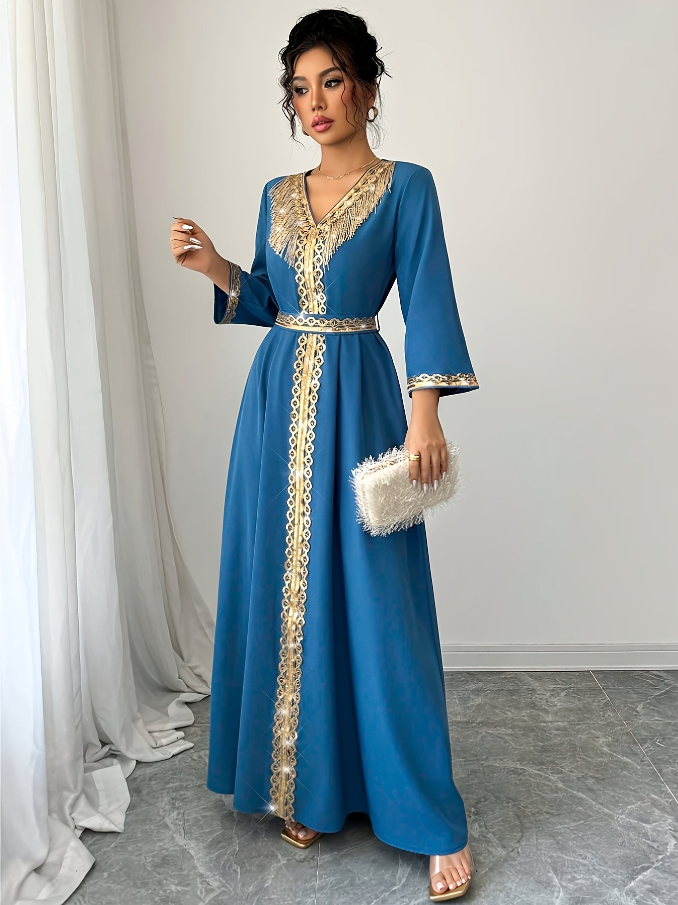 Yuhongfei Directional YY0309072 Mid-Sleeve Maxi Dress