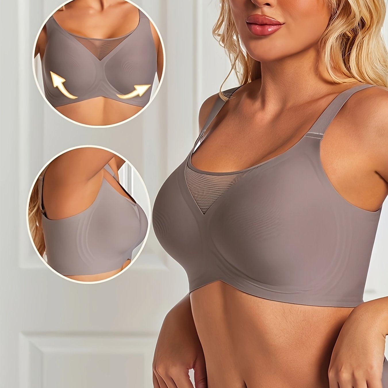 Women'S Seamless V-Neck Bra with Jelly Gel Support ./MH