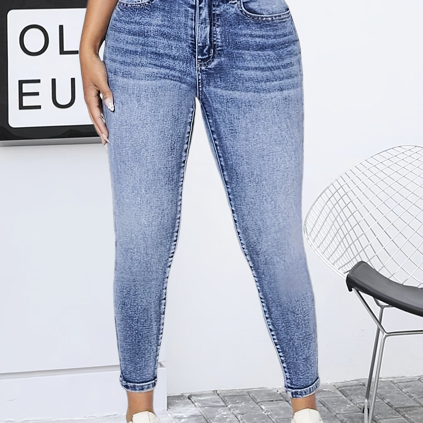 Skinny Jeans, High Waist Water Ripple Embossed Tight Denim Pants,