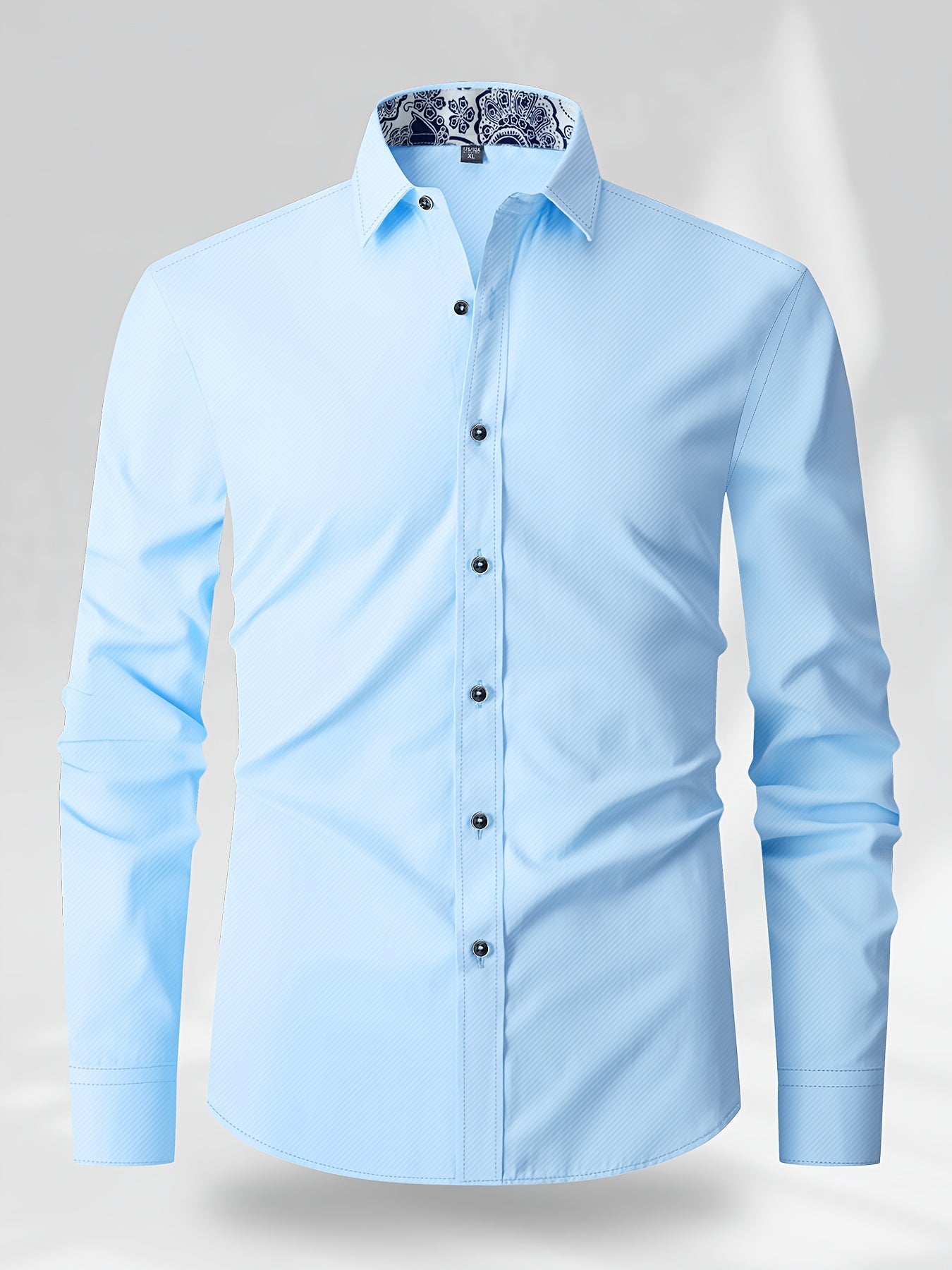 Men's Patchwork Lapel Collar Design Dress Shirts With Chest Pocket,