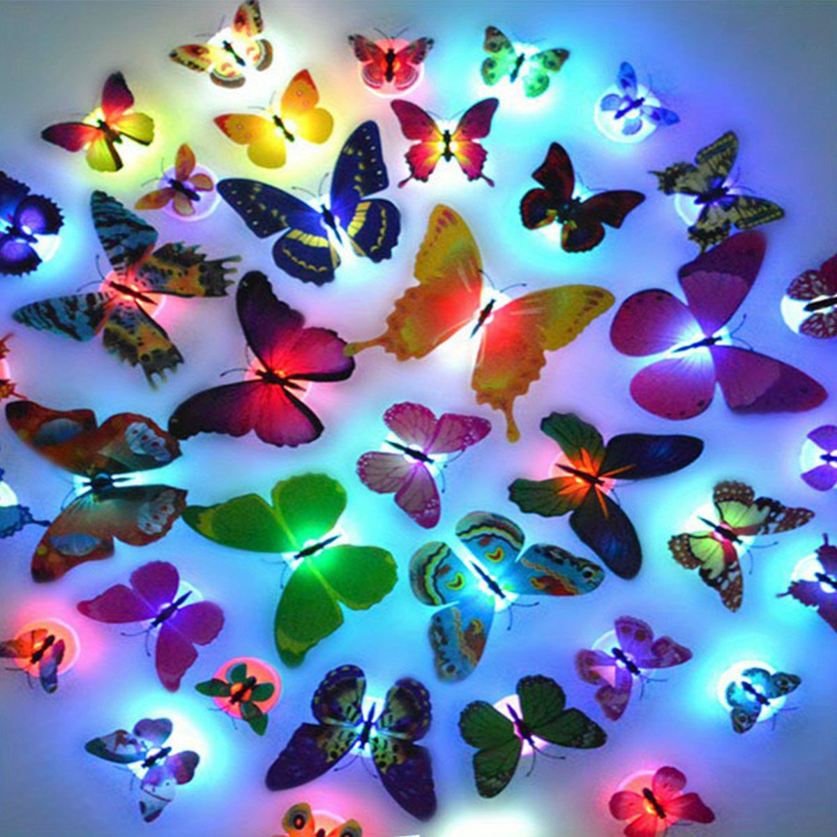 Colorful Glowing Butterfly Night Light - 3D LED Wall Sticker - Battery-Powered Room Decoration Easter Gift