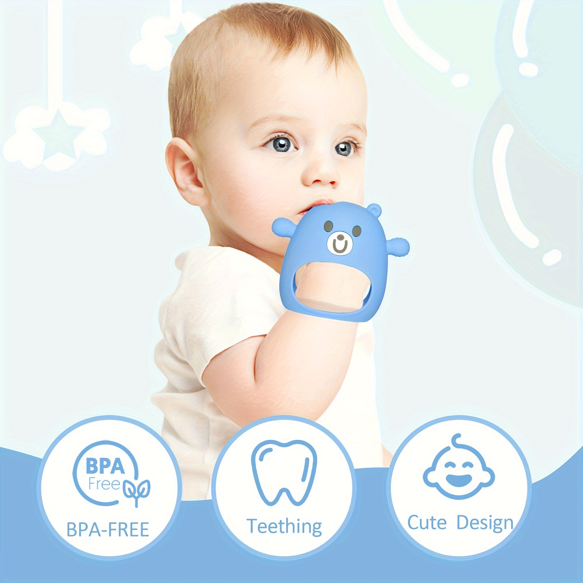 The Perfect Teething Toy For Babies 6M+ - TYRY.HU Silicone Anti-Drop Teether Pacifier With Soft Hands For Sucking & Breastfeeding, Christmas, Halloween, Thanksgiving Day Gift