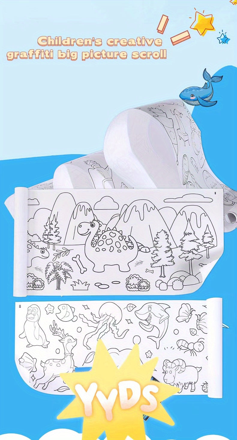 Doodle Painting Roll, Painting Paper Roll DIY Painting Painting Color Filling, Develop Imagination Painting Tools (Without Pen, Uncolored Painting Roll) Halloween/Christmas Gift Easter Gift