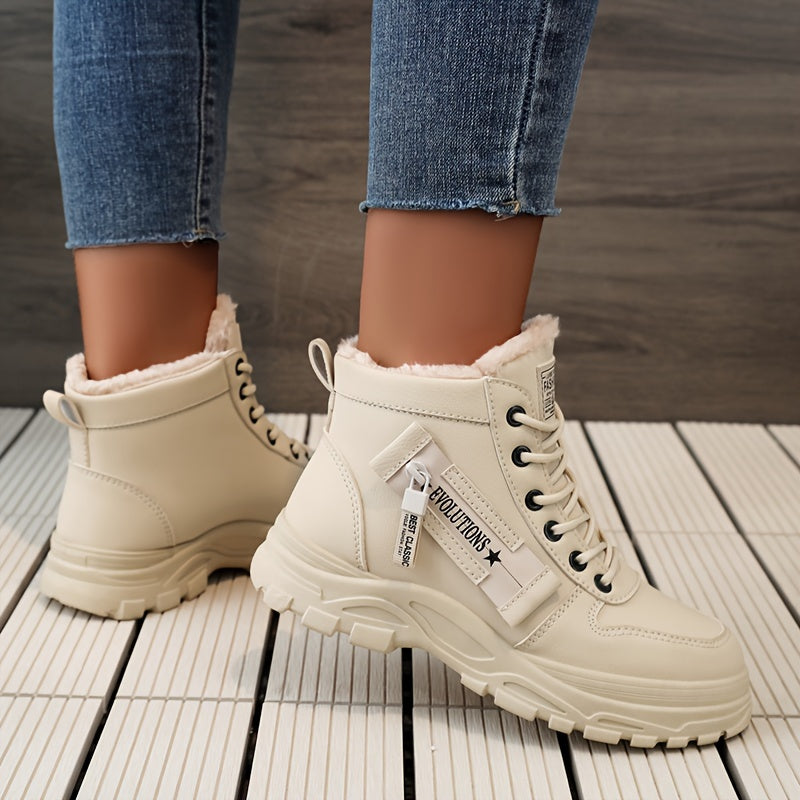 Women'S Winter High-Top Boots - Warm Fleece-Lined Ankle Boots.