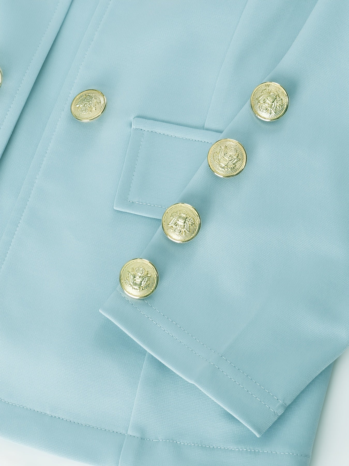 Elegant Solid Color Pants Suit, Double-breasted Long Sleeve.