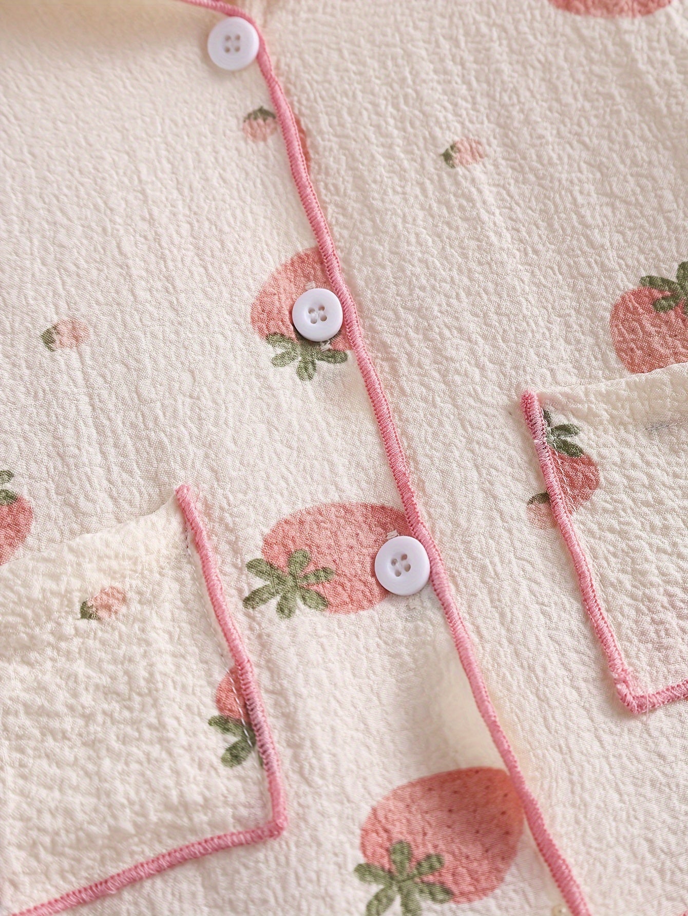 2 Pcs Baby Girls Cute Strawberry Pattern Long Sleeve Shirts & Pants Pajama Set,