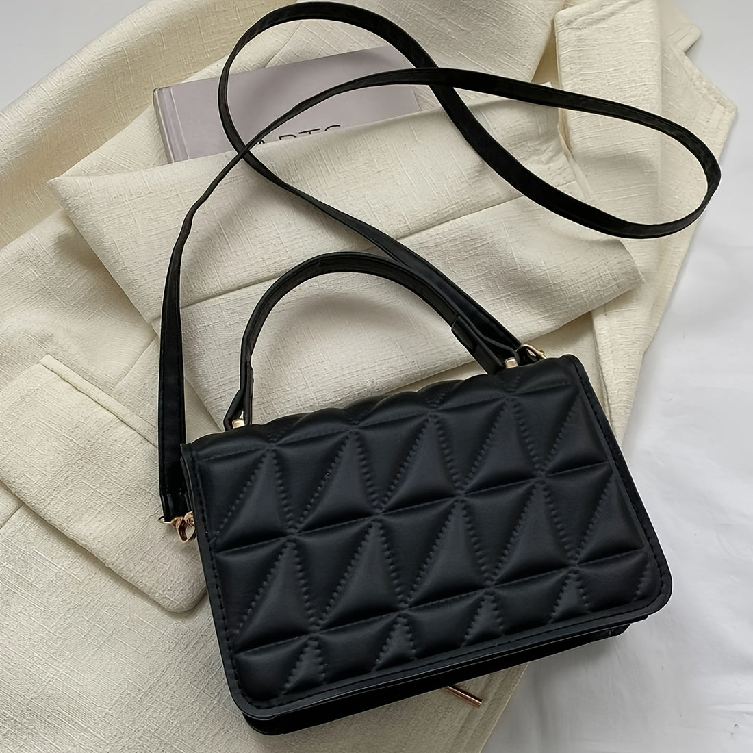 1pc, Chic Mini Quilted Square Handbag,
