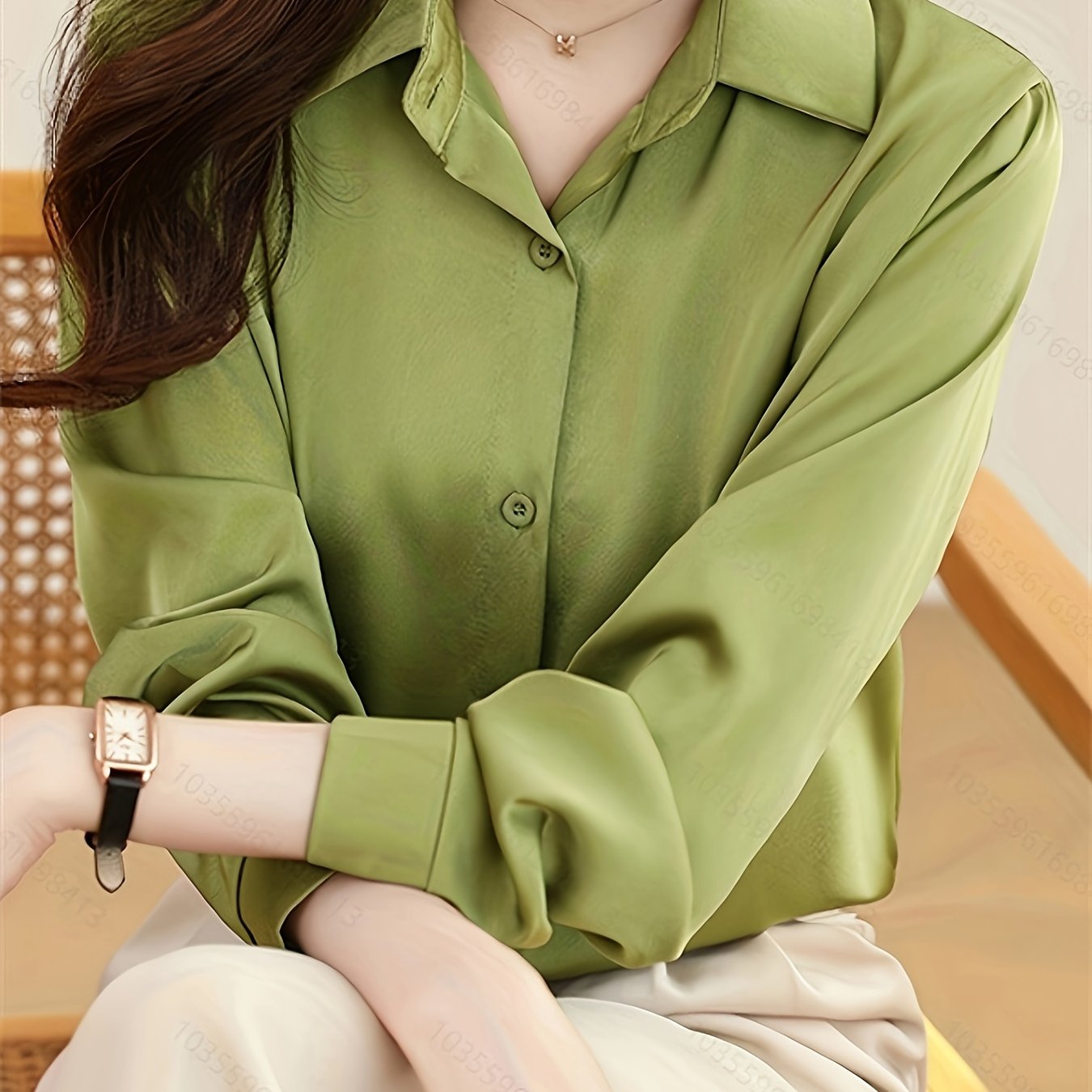Luxury Feel Wrinkle-Resistant Satin Shirt for Women | Solid Color
