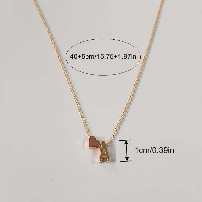 Initial Letter Heart Pendant Clavicle Chain Necklace