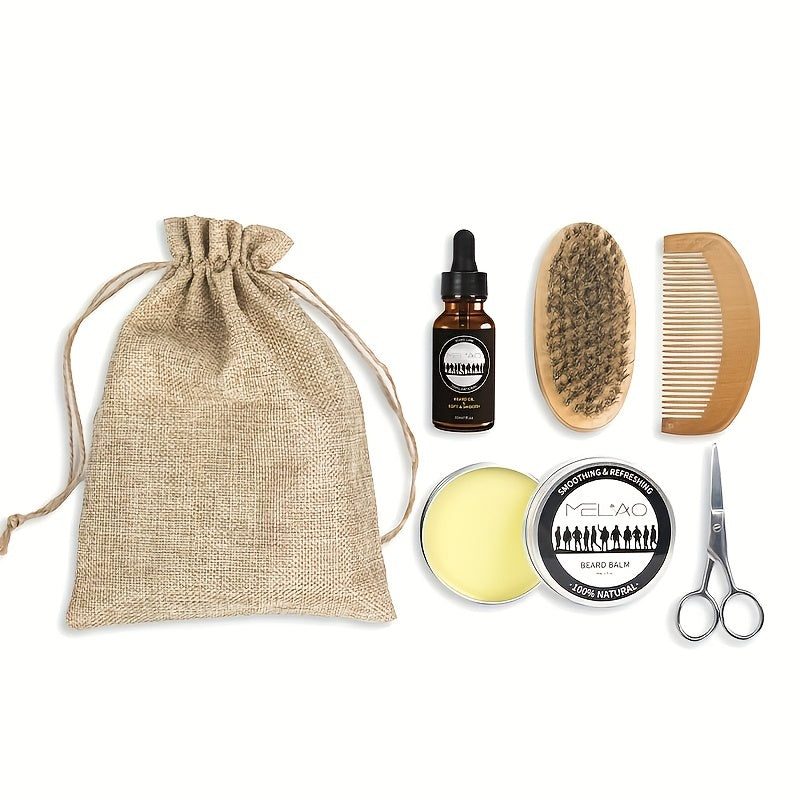 MELAO Beard Oil and Balm Set with Bread Shaper - Complete Beard Grooming Kit for Men, gift