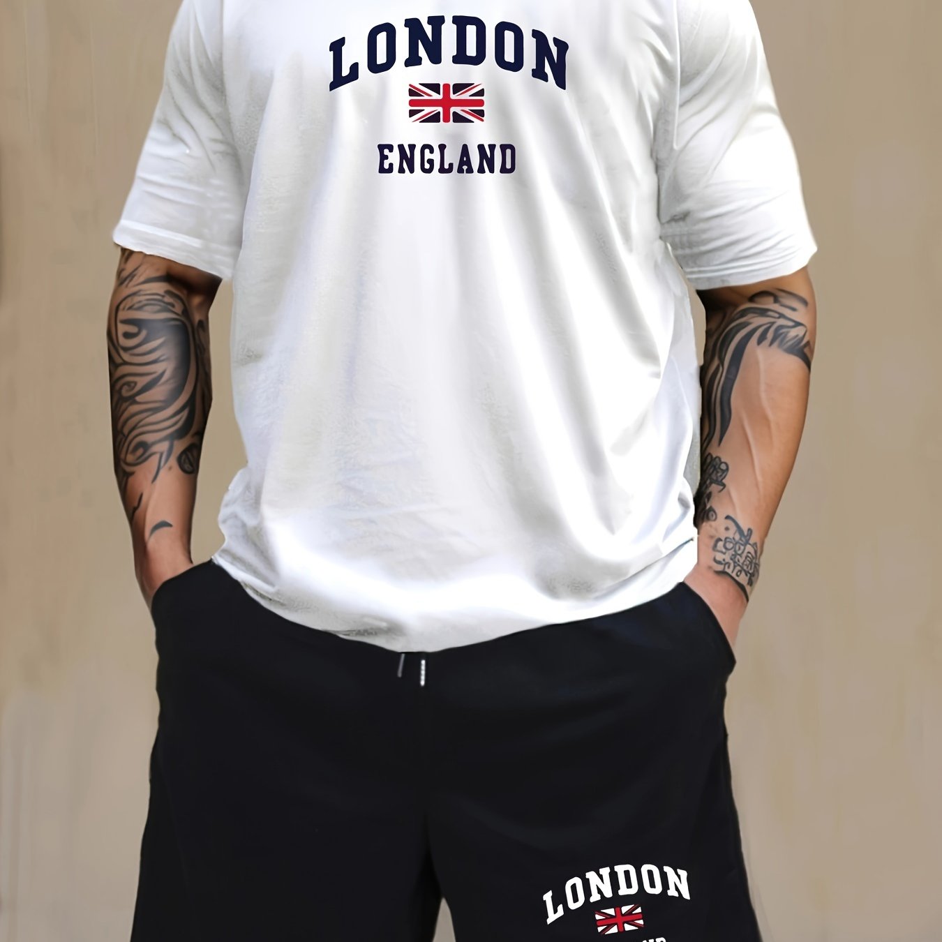 2 Pcs Men's Pajama Sets, LONDON ENGLAND British Flag.