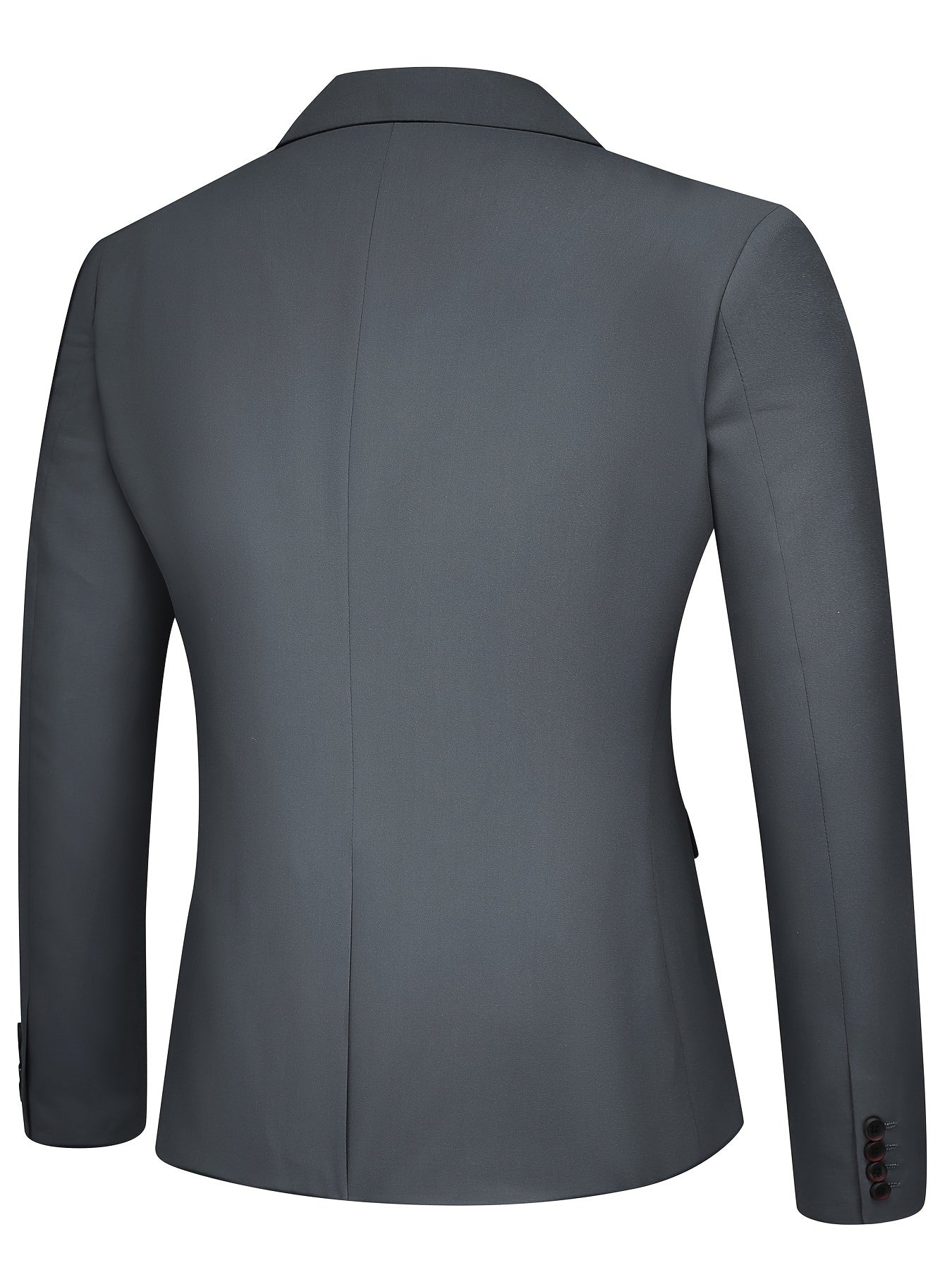 3-Piece Men's Solid Color Suit Set, Blazer Jacket + Vest + Pants,