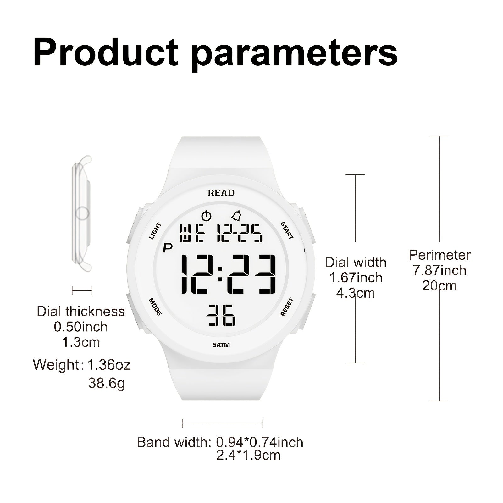 Cute Round Digital Watch, Stainless Steel Strap, Chronograph.