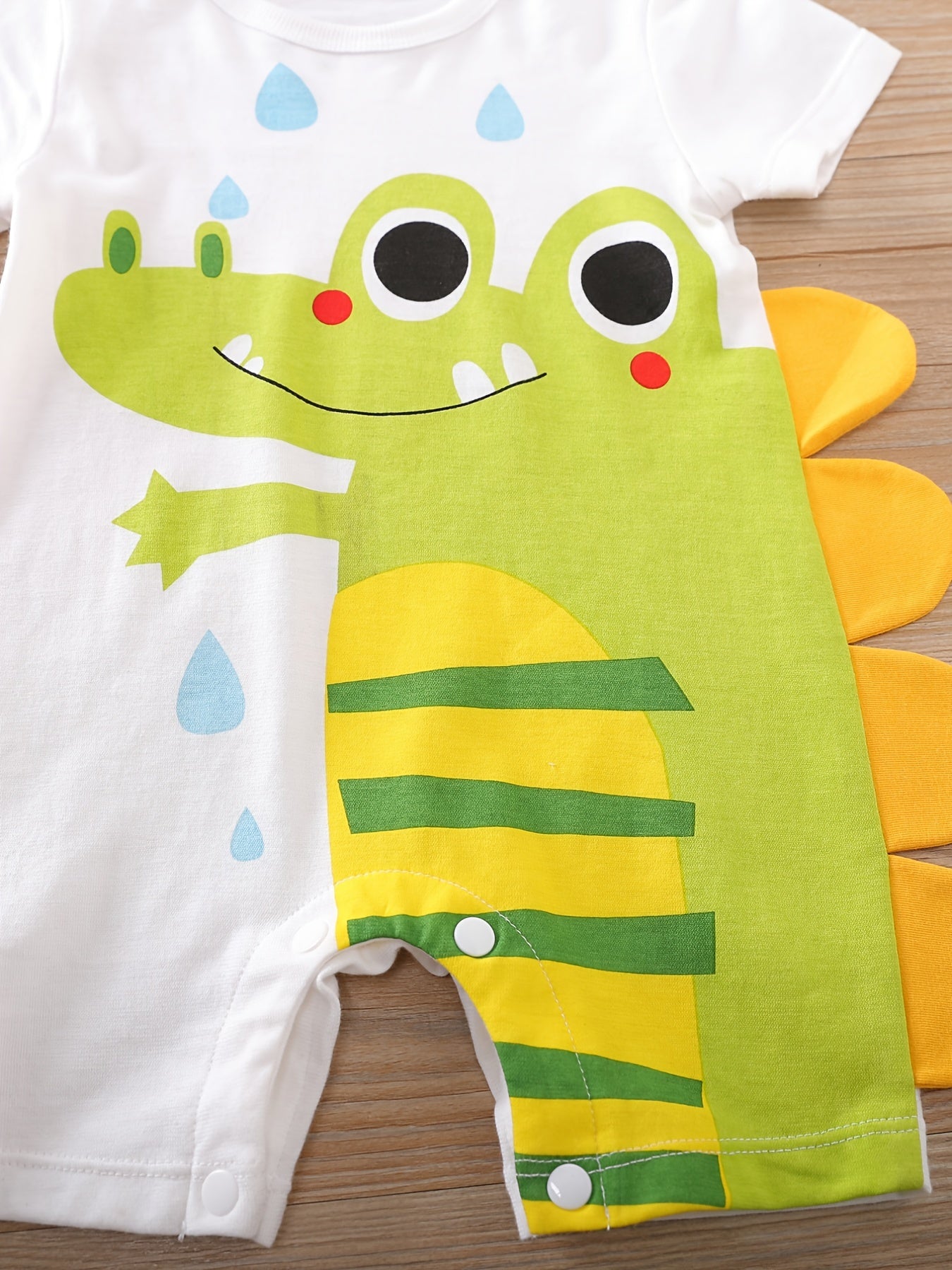 Baby Boys' Short Sleeve Romper Jumpsuit - Cute Cartoon Crocodile Print,