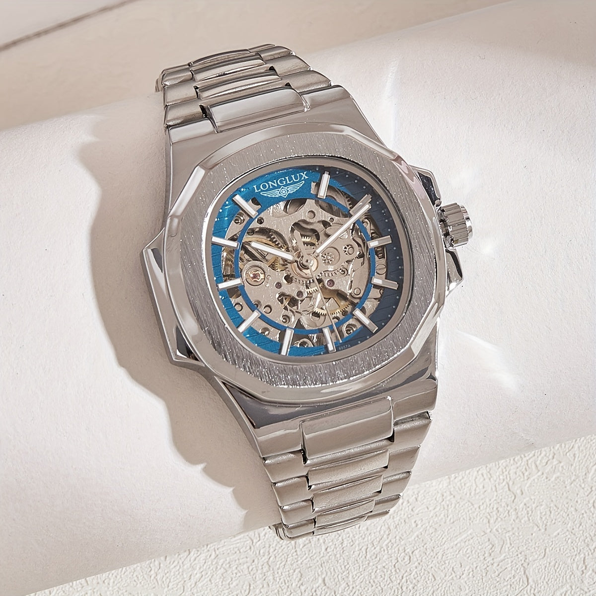 Dial4.1cmNautilus Watch For Men Fully Automatic Business Leisure Watch All Metal Case Steel Bow Strap With Butterfly Clasp Trend Fashion Luminous Waterproof Watch Christmas Gift Valentine's Day Gift