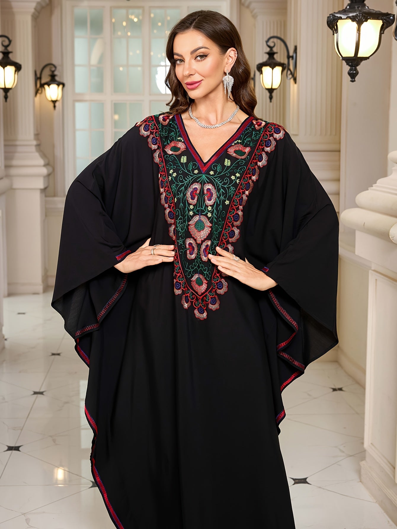 EDOLYNSA Women's Maxi Kaftan - Long Sleeve ./MH