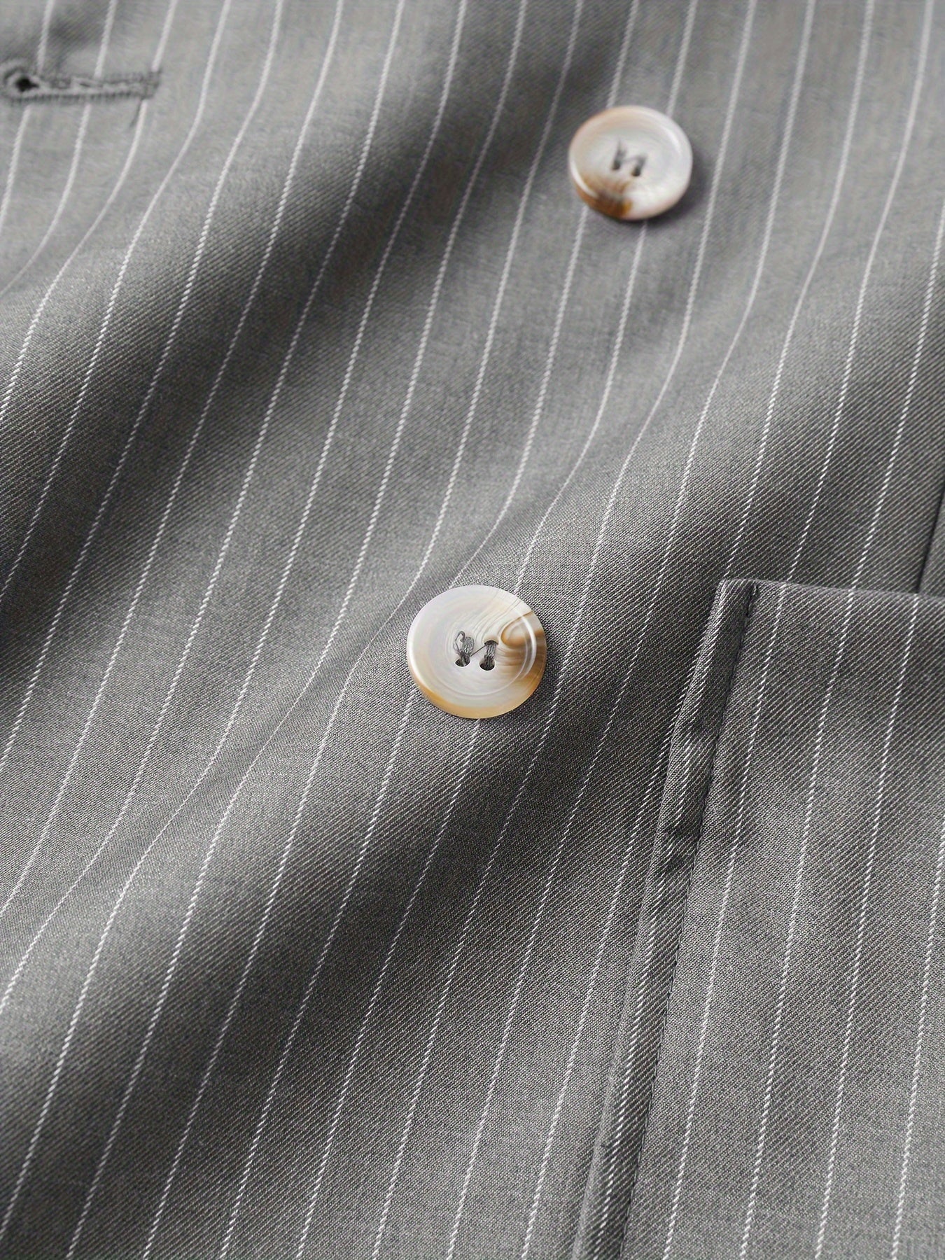 2-Piece Men's Light Business Style Double Breasted Striped Suit Set,