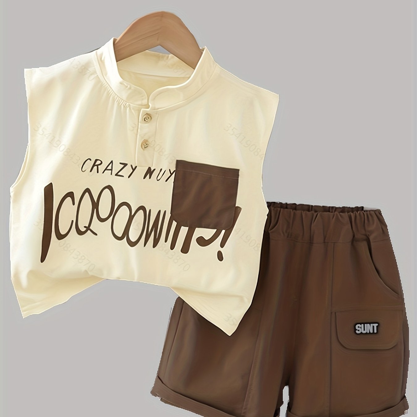 Baby Boys' Summer Sleeveless Letter Print Cotton Top .