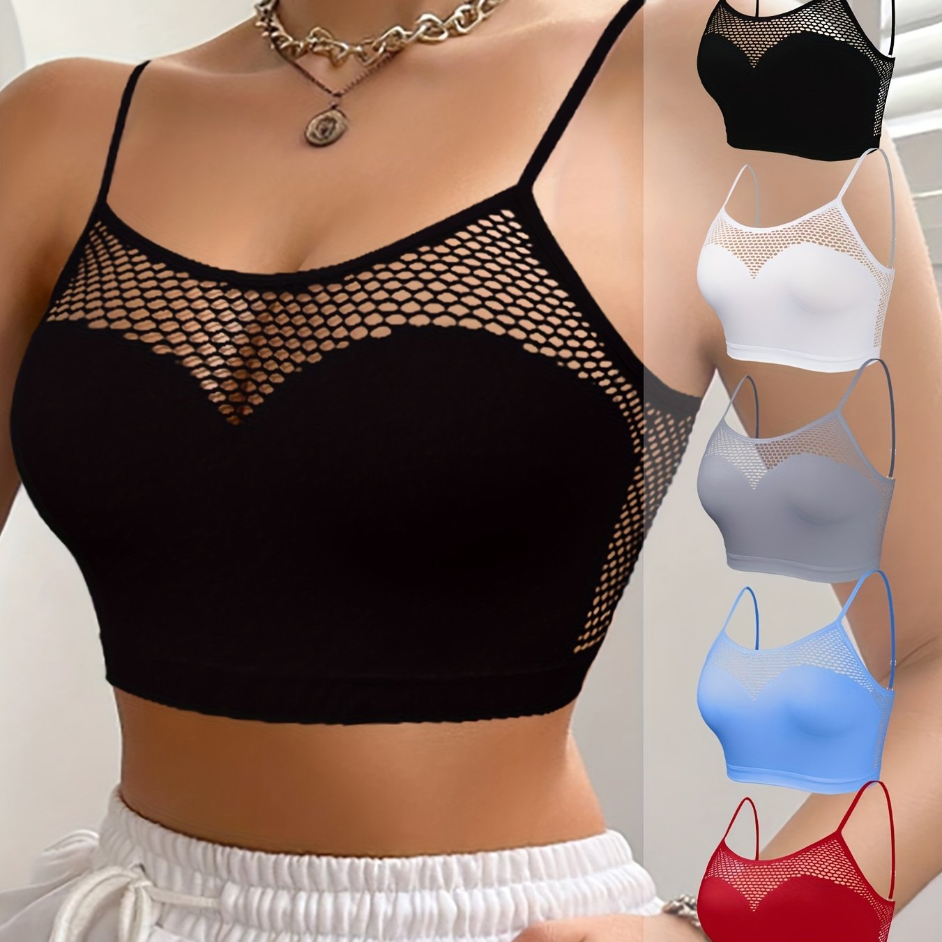 5-Pack Sexy Cutout Bras, High Support Knit Fabric,