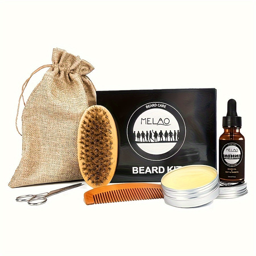 MELAO Beard Oil and Balm Set with Bread Shaper - Complete Beard Grooming Kit for Men, gift