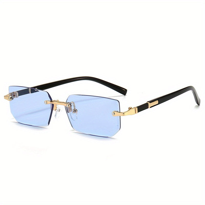 Rimless Rectangle Fashion Metal Shades Eyeglasses Small Women .