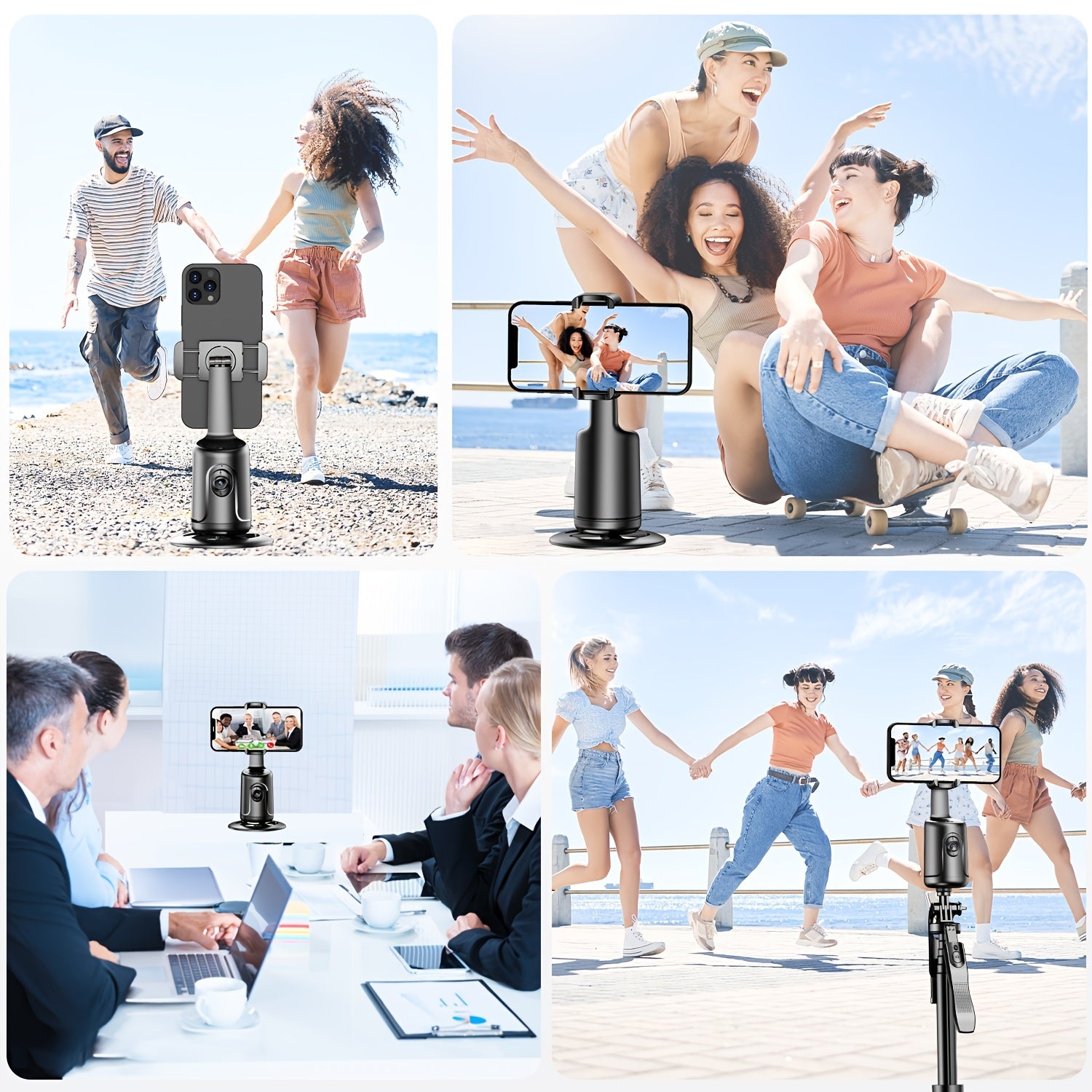 Auto Face Tracking Tripod, No App Required, 360° Rotation .