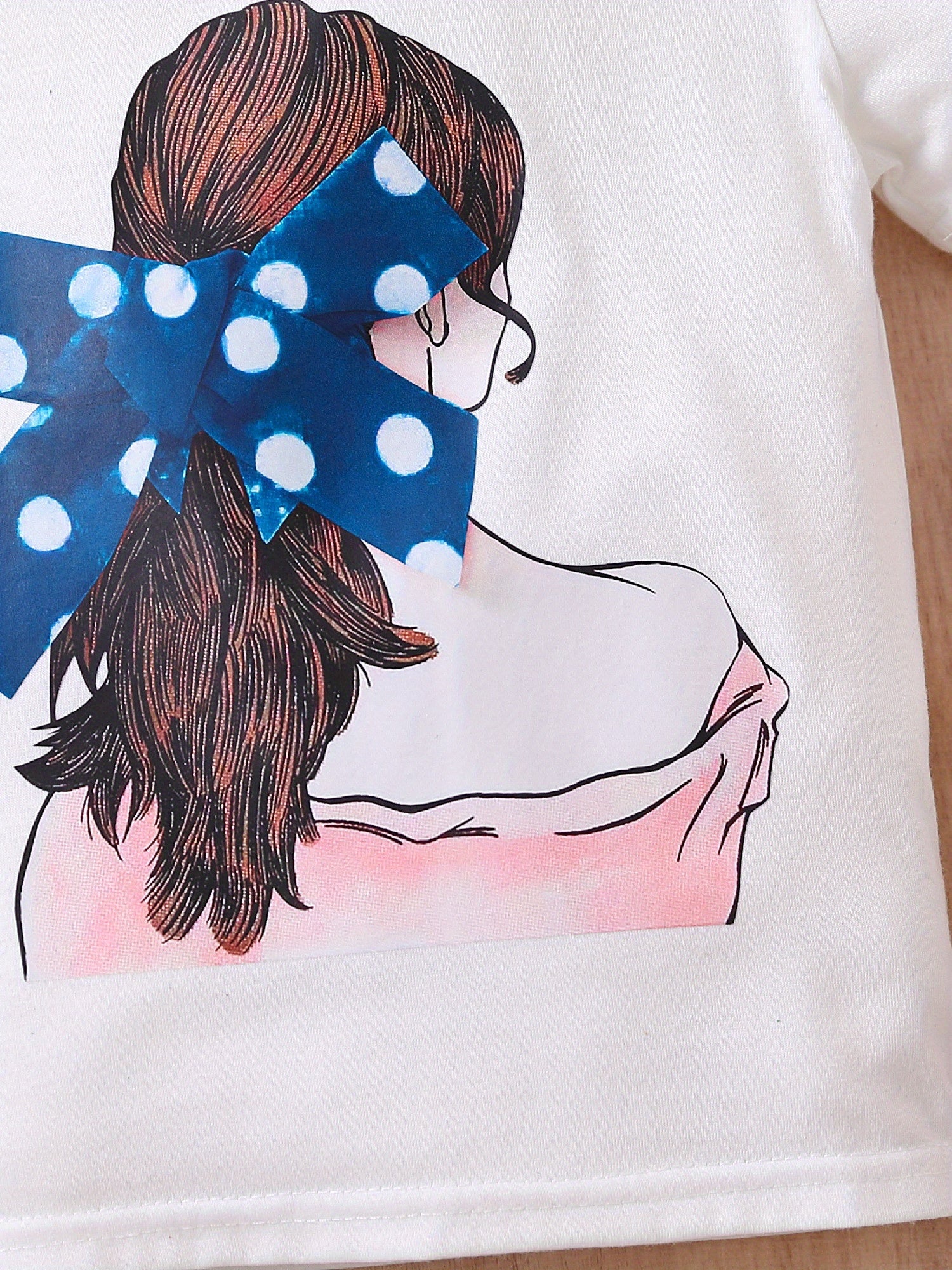 2pcs Toddler Girls Bow Figure Graphic Ruffle Trim T-Shirt