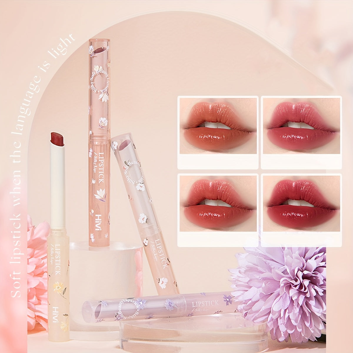 8pcs Flower Language Makeup Gift Box, Velvet Lip Gloss Lipstick Blush Powder Eyeliner Pen Eyeshadow Palette Cosmetics Set, Ideal Gift For Mother's Day Makeup Set
