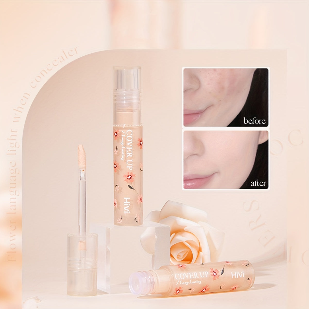8pcs Flower Language Makeup Gift Box, Velvet Lip Gloss Lipstick Blush Powder Eyeliner Pen Eyeshadow Palette Cosmetics Set, Ideal Gift For Mother's Day Makeup Set