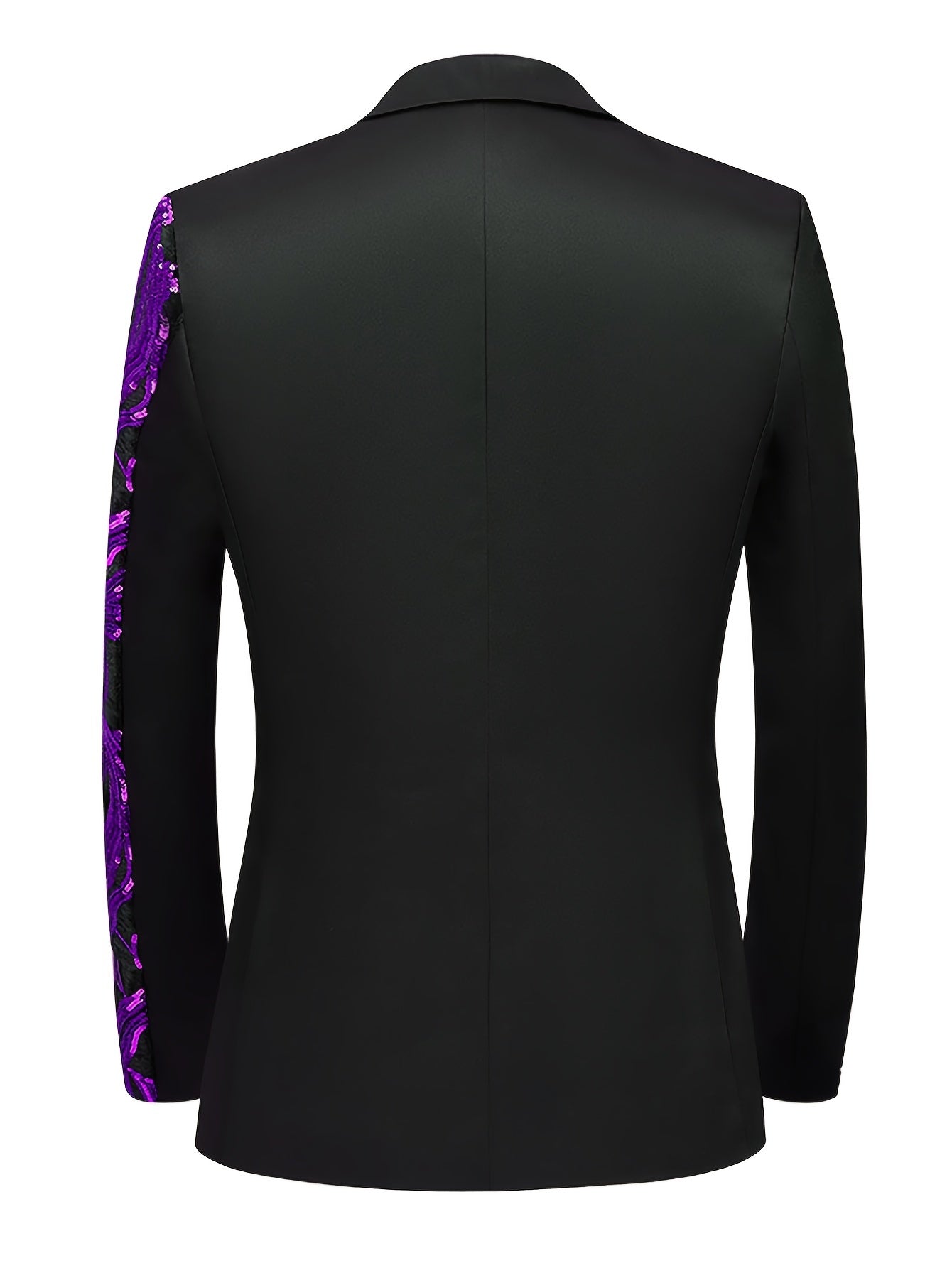 Shiny Sequins Blazer, Men's Semi-formal One Button Lapel Suit Jacket .