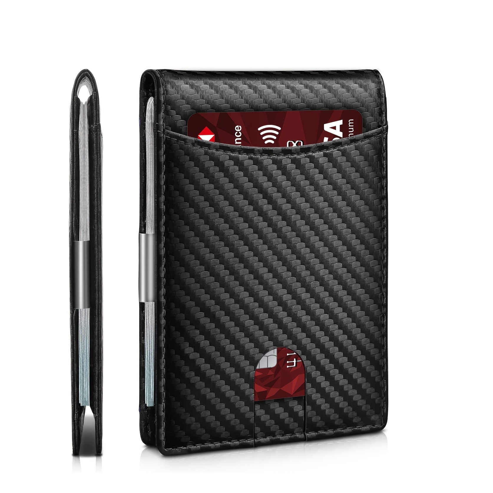 1pc Men's 10 Card Slots Holder, Slim Wallet With Money Clip, RFID Blocking Bifold Minimalist Credit Card Holder For Men, Ideal Gift For Men